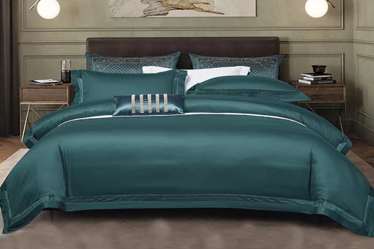Satin Silk Bed Sheet Set Luxury Smooth Cooling Bedding Set Fitted Sheet Pillowcases for Bedroom Home Decor TM0191