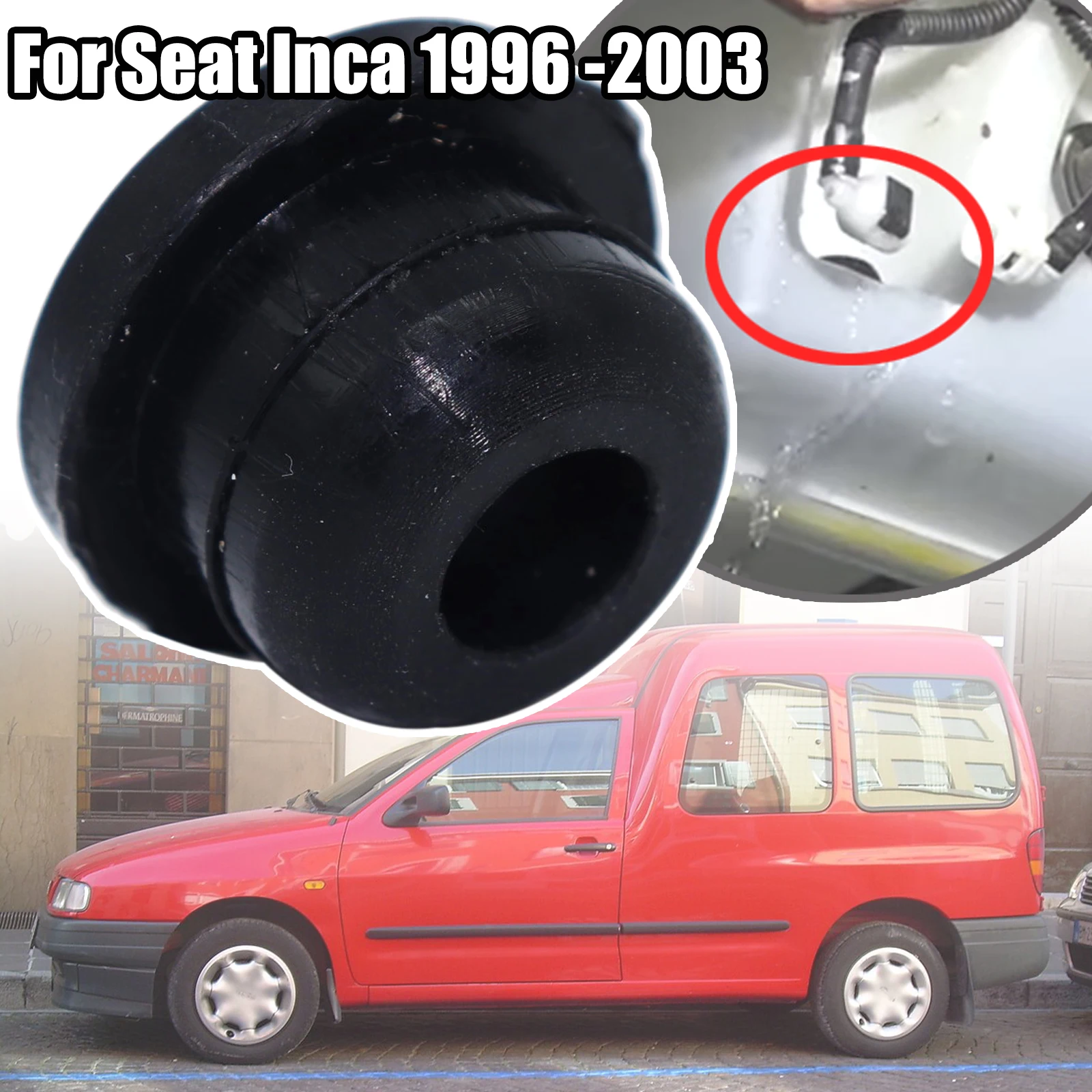 

For Seat Inca 1996 - 2003 Ibiza 1993 - Windscreen Washer Headlight Pump Seal Water Reservoir Gasket Mount Rubber Cap Clip Plug