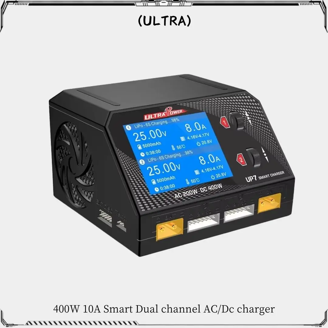 Ultra POWER UP7 400W 10A Battery Charger Dual Channel AC 200W / DC 2x200W  Smart Balance Charger Discharger