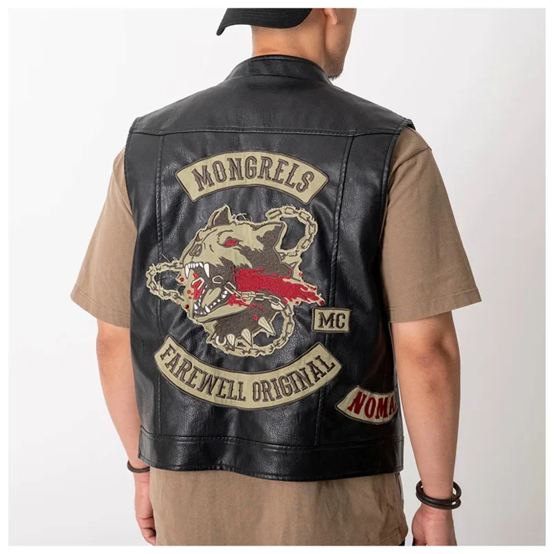 Jogo daysgone cosplay jaqueta days ido diácon st. john falso couro preto colete cosplay trajes pu bordado colete para homem