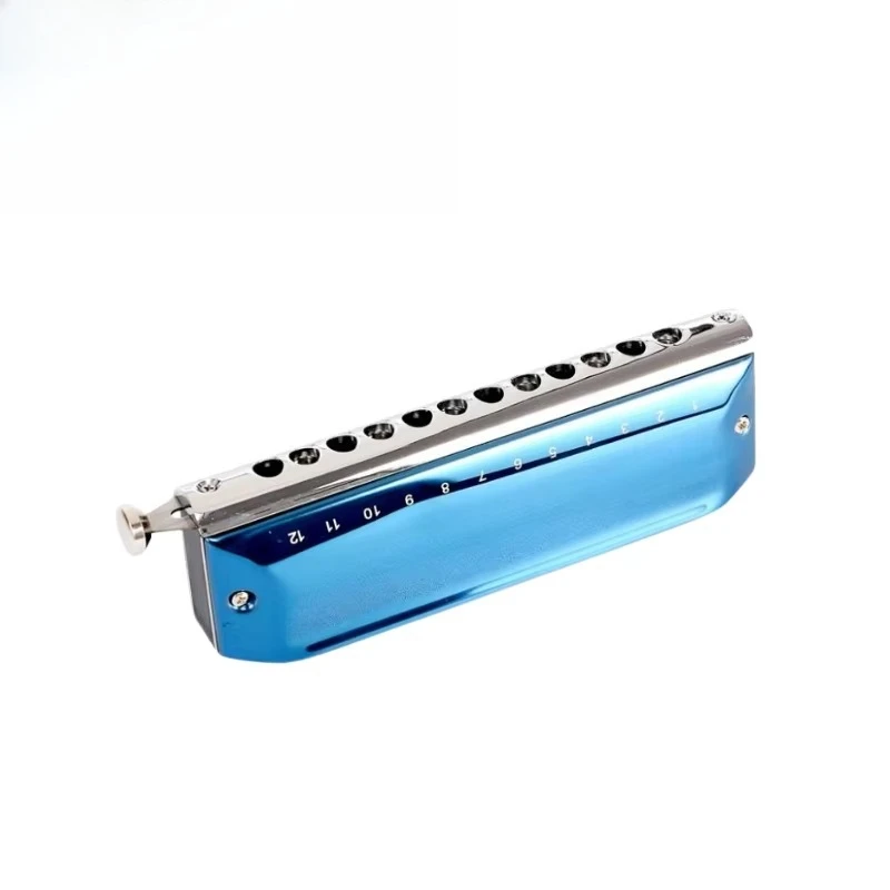 High-End 12-Hole Chromatic Harmonica - Professional Performance Teaching Tool with Aluminum Comb - Exquisite Gift Edition