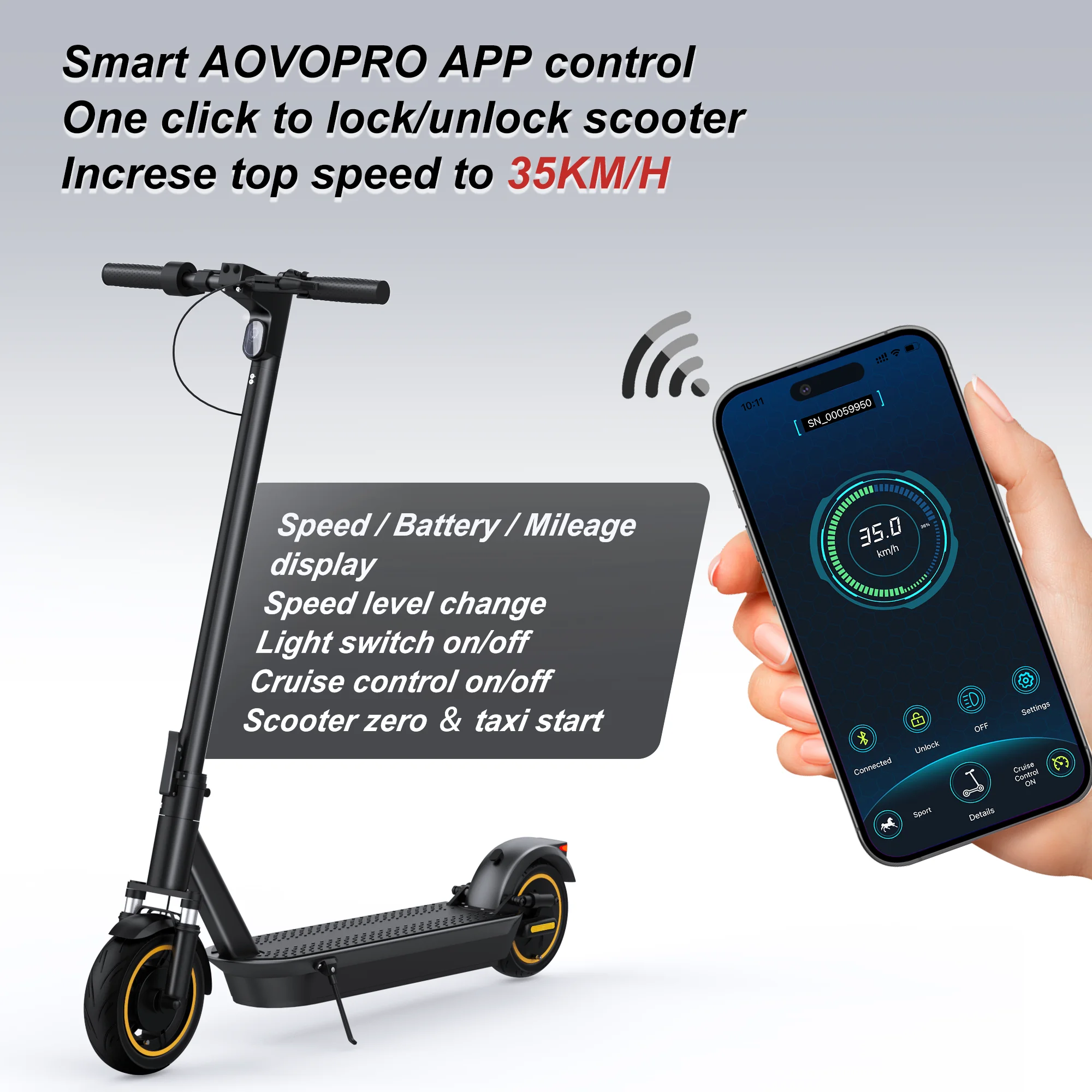 AOVOPRO جديد ESMAX سكوتر كهربائي 500 واط 35 km/ساعة الكبار APP سكوتر ذكي امتصاص الصدمات المضادة للانزلاق سكوتر كهربائي قابل للطي