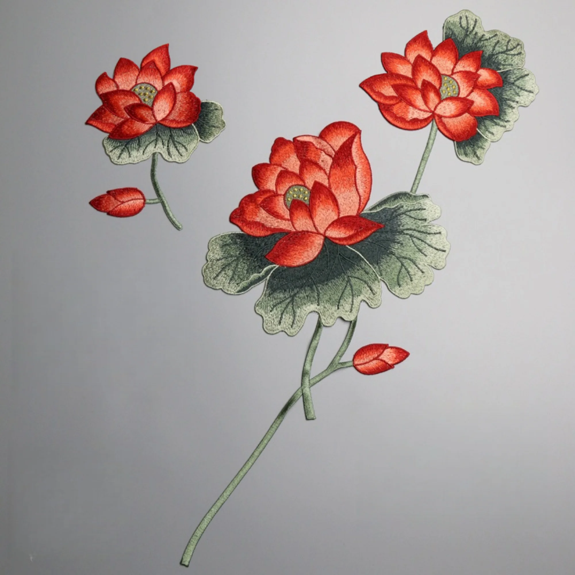 

Размер 14 см x 18 см/24 см x 62 см, вышитая аппликация в виде цветка лотоса - тканевая нашивка в китайском стиле для украшения одежды