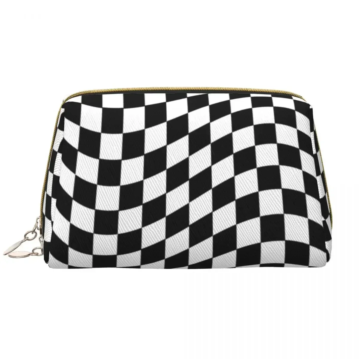 

Custom Two Tone Ska Checkers Travel Cosmetic Bag for Women Wave Makeup Toiletry Organizer Lady Beauty Storage Dopp Kit