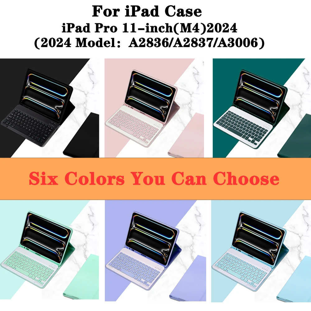 

Чехол для планшета iPad Pro 11 дюймов M4 2024 (модель: A2836/A2837/A3006), съемный магнитный чехол для клавиатуры с держателем для карандашей