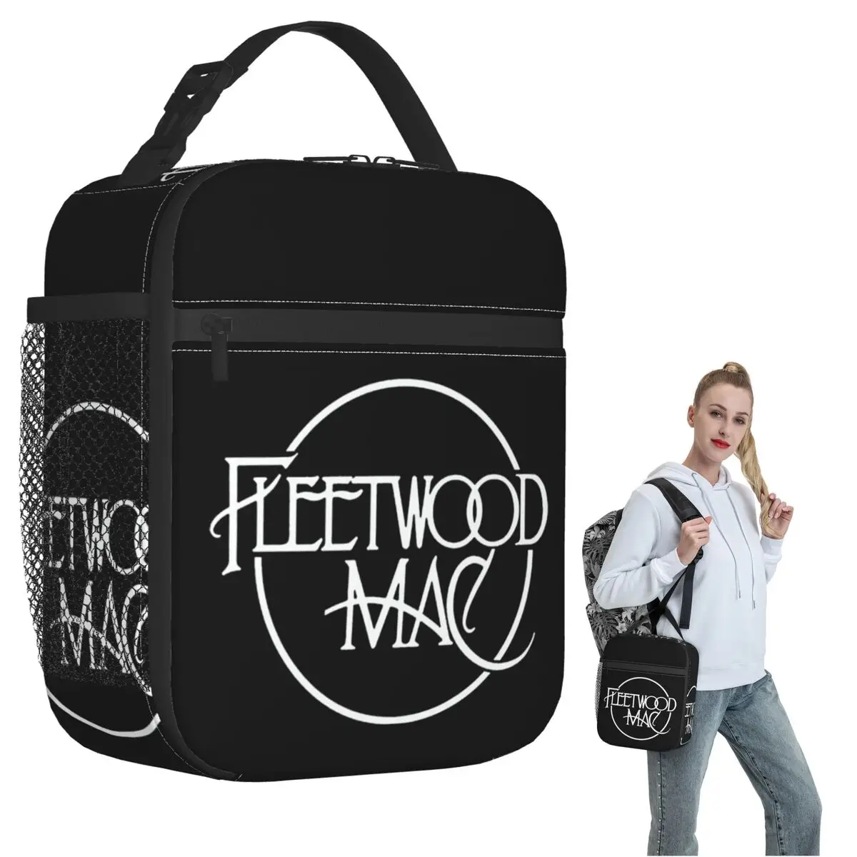 

Classic Logo Fleetwood Mac Insulated Lunch Bag for Women Kids Leakproof Food Boxes Thermal Lunch Box Tote