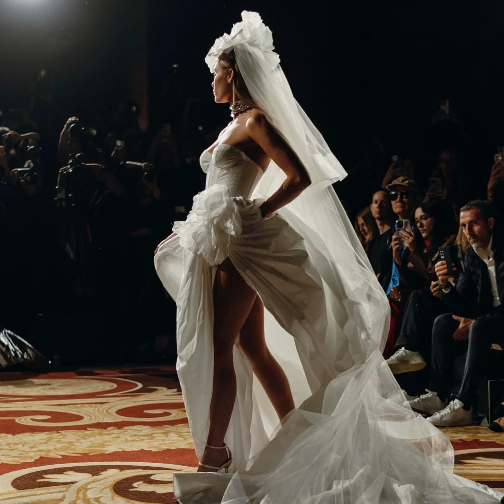 Cathy สีขาว 3D ดอกไม้ตกแต่ง Veil vestidos de Noche ด้านข้าง Taffeta After PARTY ความยาวที่กําหนดเองพรหมชุด 2024