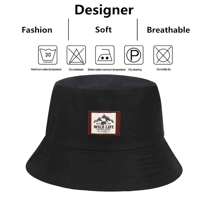 Mężczyźni Kobiety Litera Ikona Bucket Hat Fashion Printing Hip Hop Fisherman Panama Sun Hat Outdoor Street Casual Visor Bucket Cap