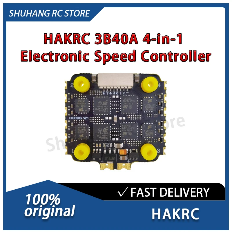 

HAKRC 3B40A 4-in-1 ESC 2S-6S Lipo Continuous Current 40A PWM Oneshot125 Dshot AT32F421 for FPV Freestyle Drones UAV Accessories