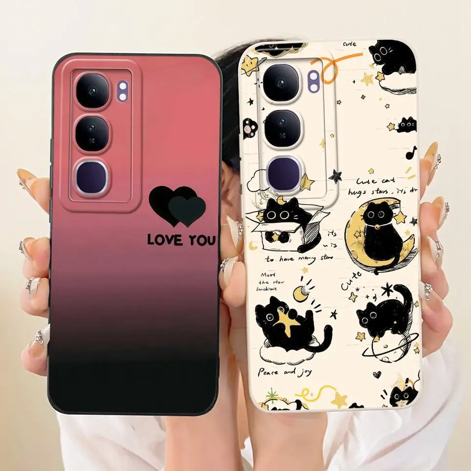 Funda de silicona suave mate con diseño de gato, dragón chino y dibujos animados para Vivo Y200 Y300 5G y Vivo V40 Lite IDN