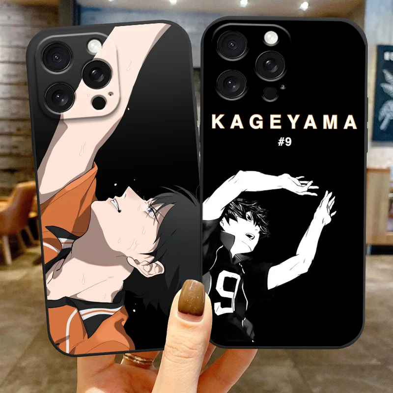 Anime H-Haikyuu T-Tobio For iPhone 15 14 13 12 11 XS XR X 8 7 SE Pro Max Plus Mini Black Back Phone Case