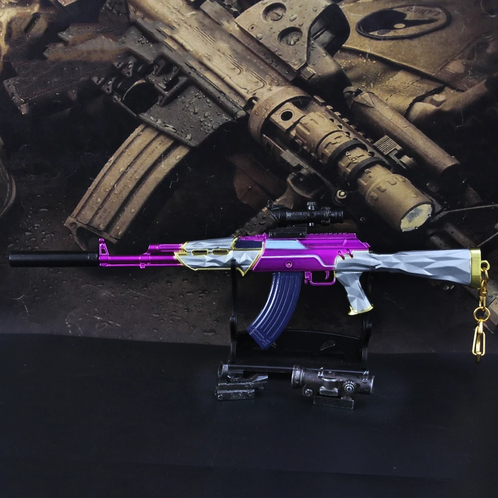 LLavero de pistola PUBG extraíble para niños, modelo de arma AKM de Metal, accesorios de montaje AWM AK47, llavero ligero, colgante de coche, juguete de regalo