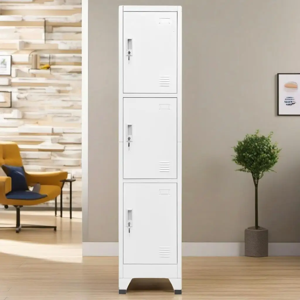 3-Compartment Locker Cabinet - 15x17.7x70.9 Inch Storage Solution for Home or Office