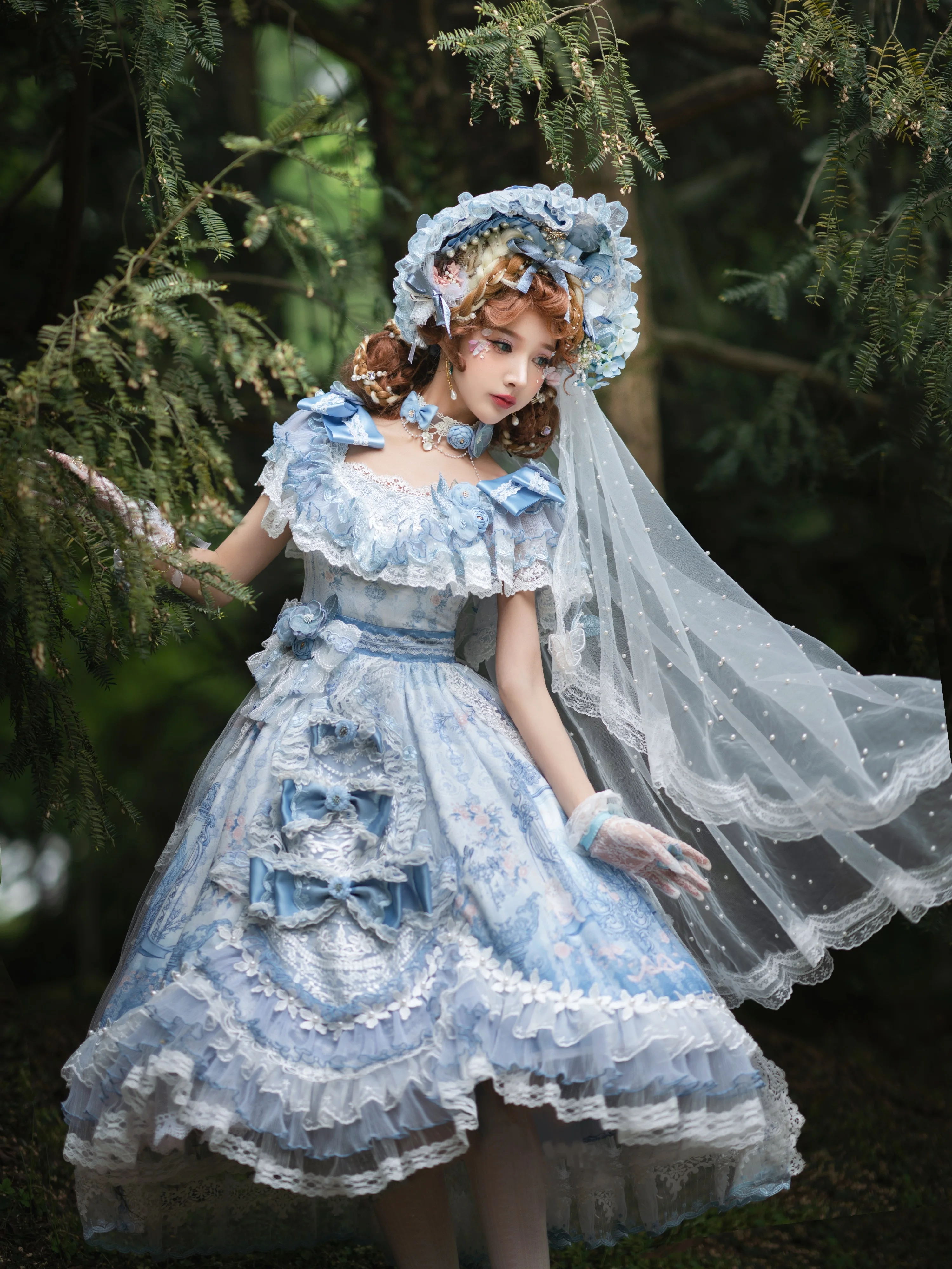 Lolita Wedding Sweet Party Lolita Dress Victorian Women Vintage Bow Ruffles Flowers Kawaii Princess Dresses Elegant White Lolita