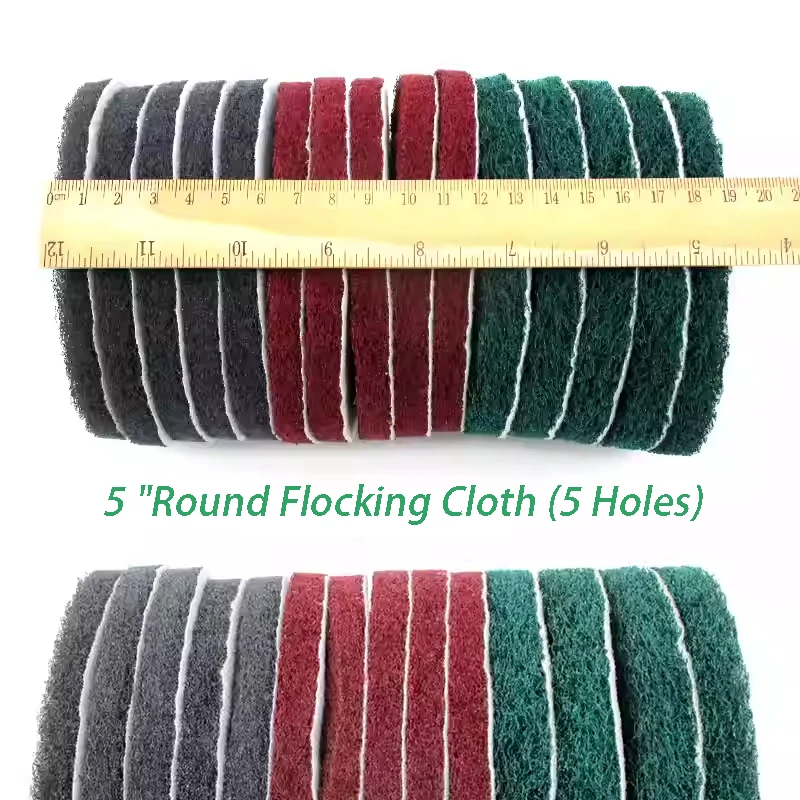 

5-6Inch 5-17hole Multi-Purpose Flocking Scouring Pad 240-800 Grit Industrial Heavy Duty Nylon Cloth for Polishing & Grinding