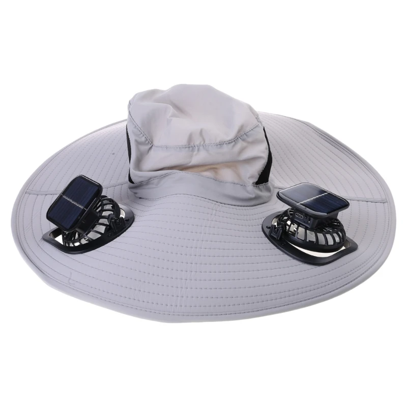 Large Brims Fisherman Hat Visor Hat Solar Power/USB Fan Hat Adult Fishing Sun Hat