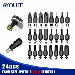 18mm Ultra Short 1/4' Hex Screwdriver Bit Set Cross Slotted Torx Hexagonal Electric Screw Driver with Magnetic Hand Drill Bits