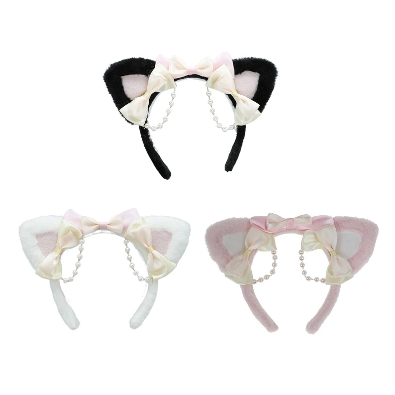 Cute Animals Cat Ears Durable Hair Hoop Women Headband Makeup Head Band for Washing Face Shower Christmas Hair Accessory