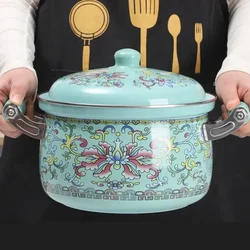 Household Enamel Soup Pot Induction Cooking Gas Universal Hotpot Beef Stew Pot 20cm