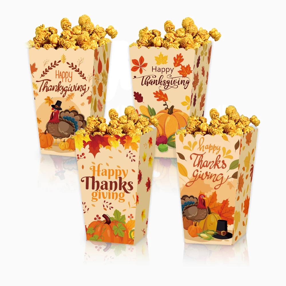 Thanksgiving Party Supplies Turkey Pumpkin Popcorn Boxes Thanksgiving Candy Boxes Thanksgiving Autumn Harvest Party Decorations