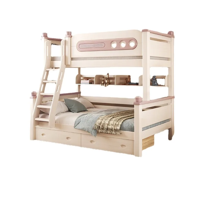 Full solid wood bunk with upper and lower bunk , small unit , mother bed, children's bed, high and low