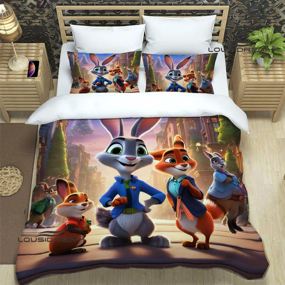 Cartoon Zootopia printed Bedding Sets exquisite bed supplies set duvet cover bed comforter set bedding luxury birthday gift