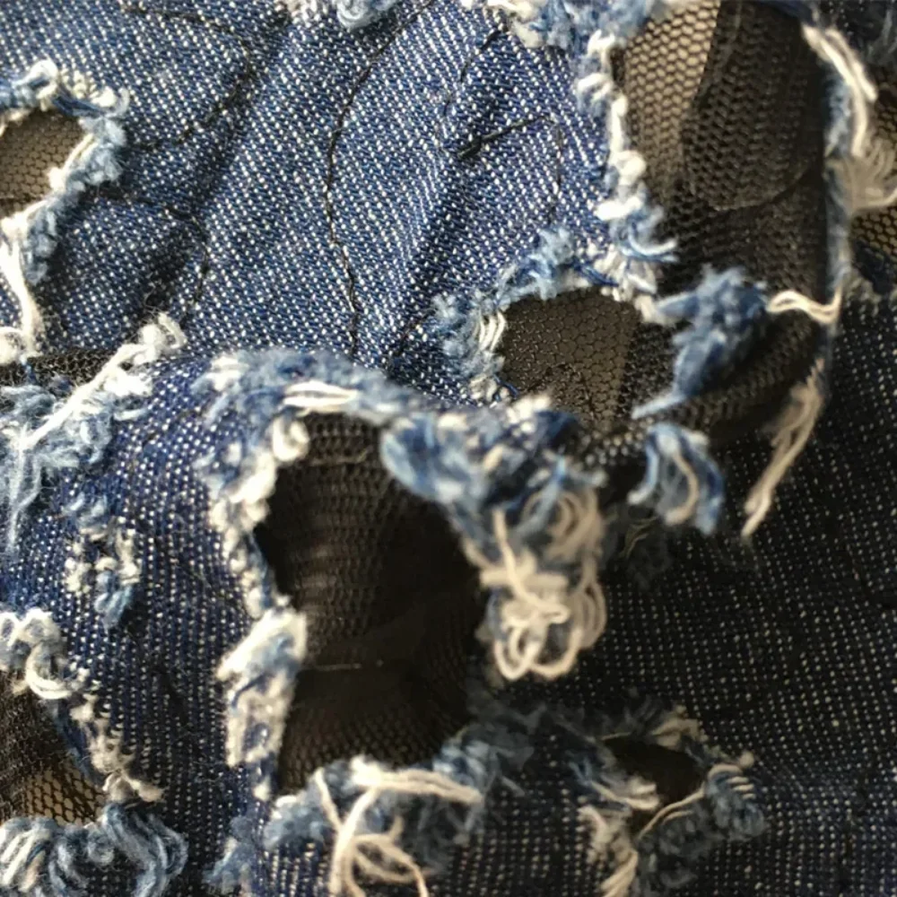 

Mesh Fabric Perforated Denim Embroidered High-density Clothing Design Cloth for Outerwear Diy Apparel Sewing Per Meter