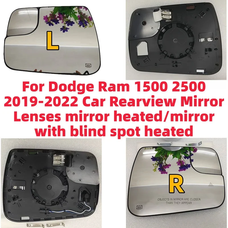 Für Dodge Ram 1500 2500 2019-2022 Auto-Rückspiegelgläser Beheizter Spiegel/Spiegel mit Toter-Winkel-Warnung und Heizung 68402036AA 68402095AA
