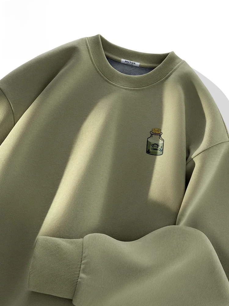 

Fce Lined Hoodie Men's Autumn Winter Casual Sle round Ne Windproof Warmth Comfortable Fit Large Mouth Monkey