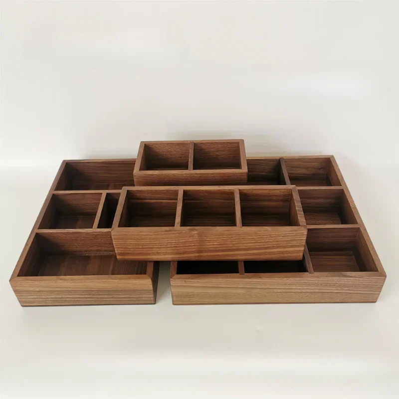 

Walnut Storage Box Retro Multi Compartment Organizer Small Items Sudoku Eco-Friendly Durable Drawer Organizer