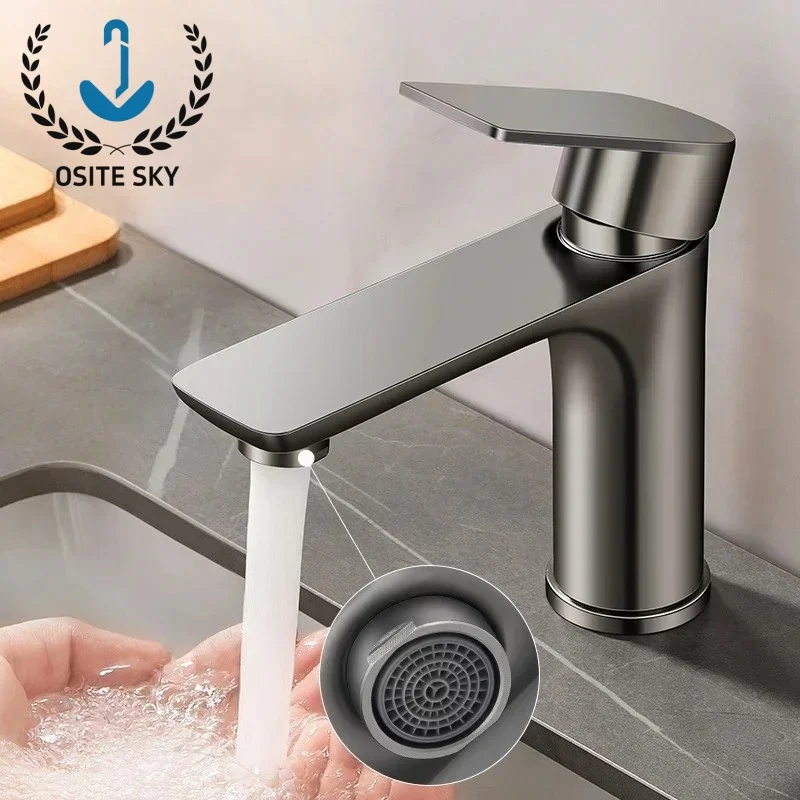 304 Stainless Steel Bathroom Faucet Bathroom Sink Faucet Hot Cold Water Mixed Outlet Kitchen Faucets Bathroom Accessories Tap