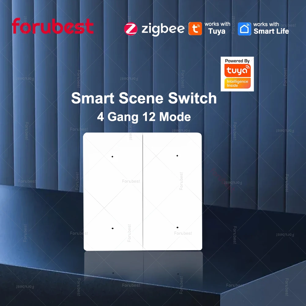 Slimme ZigBee-scèneschakelaar 4-voudige 12 scèneschakelaar Drukknopcontroller Automatisering Scenarioschakelaar voor Tuya Smart Zigbee-apparaten