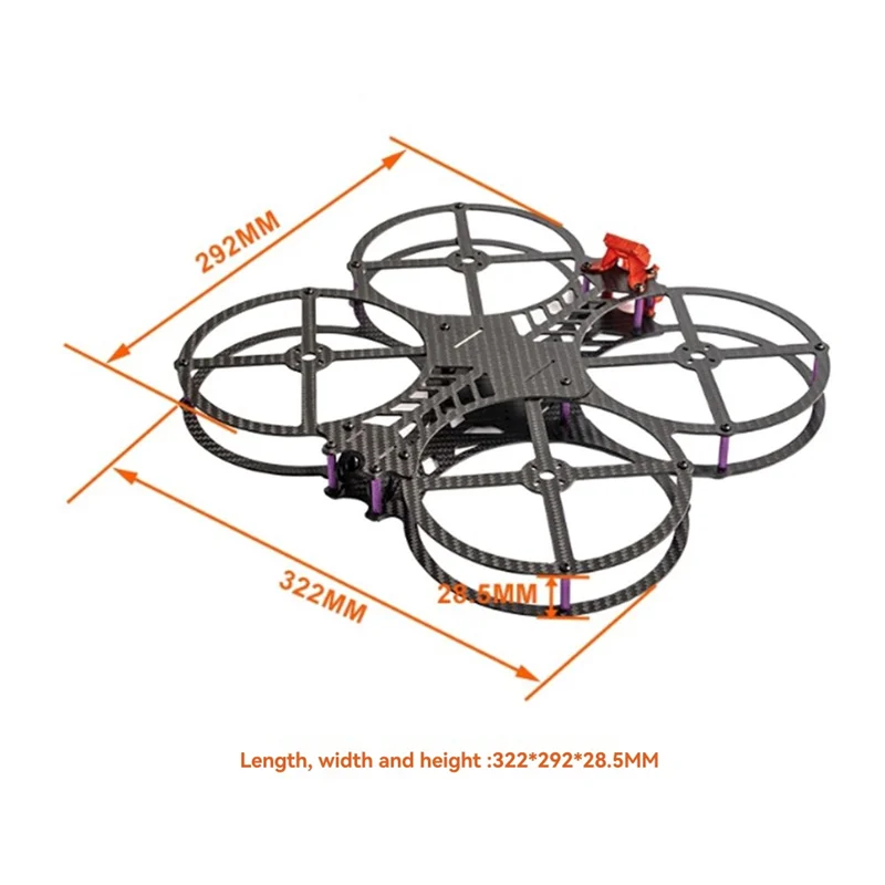 A04F-لطائرة بدون طيار FPV للسباق 5 بوصة إطار من ألياف الكربون 223.5 مللي متر قاعدة عجلات طقم إطارات كوادكوبتر دائرية صغيرة للتصوير الجوي