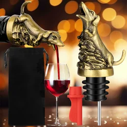 Lovely Vintage Dachshund Wine Pourer Bottle Stopper with Black Pouch Novel Christmas Wine Gift for Sausage Dog Lovers Bar Tools