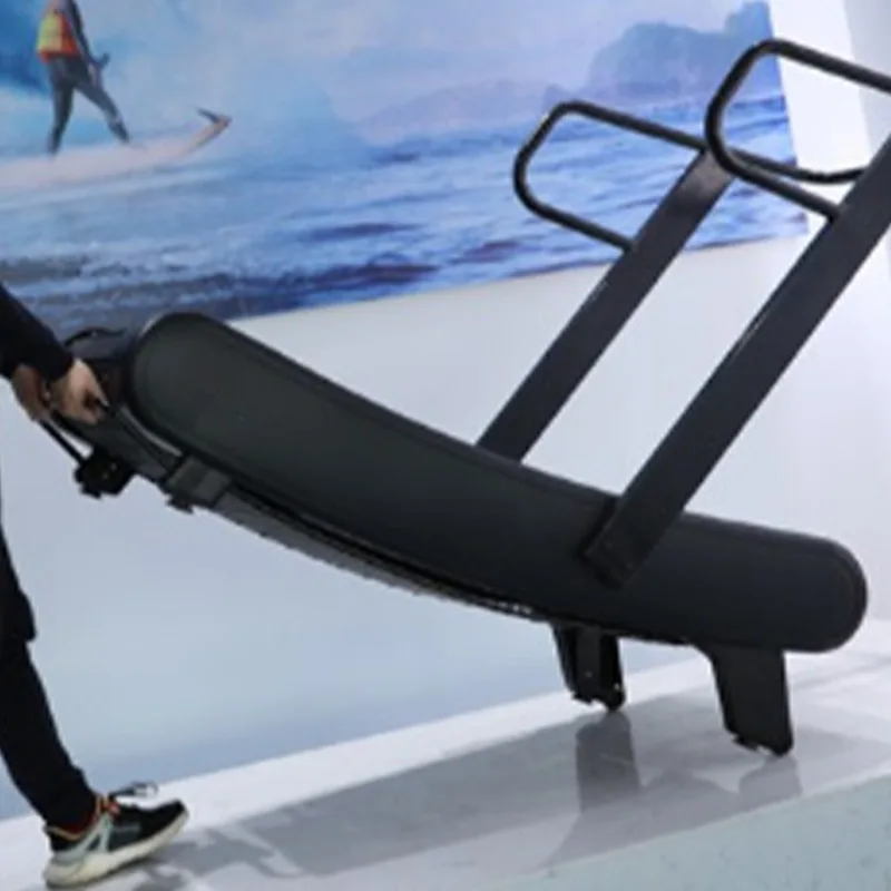 OEM Light Commercial Gym Equipment Cardio Foldable Curved Self-propelled Manual Treadmill Machine With Nylon Belt