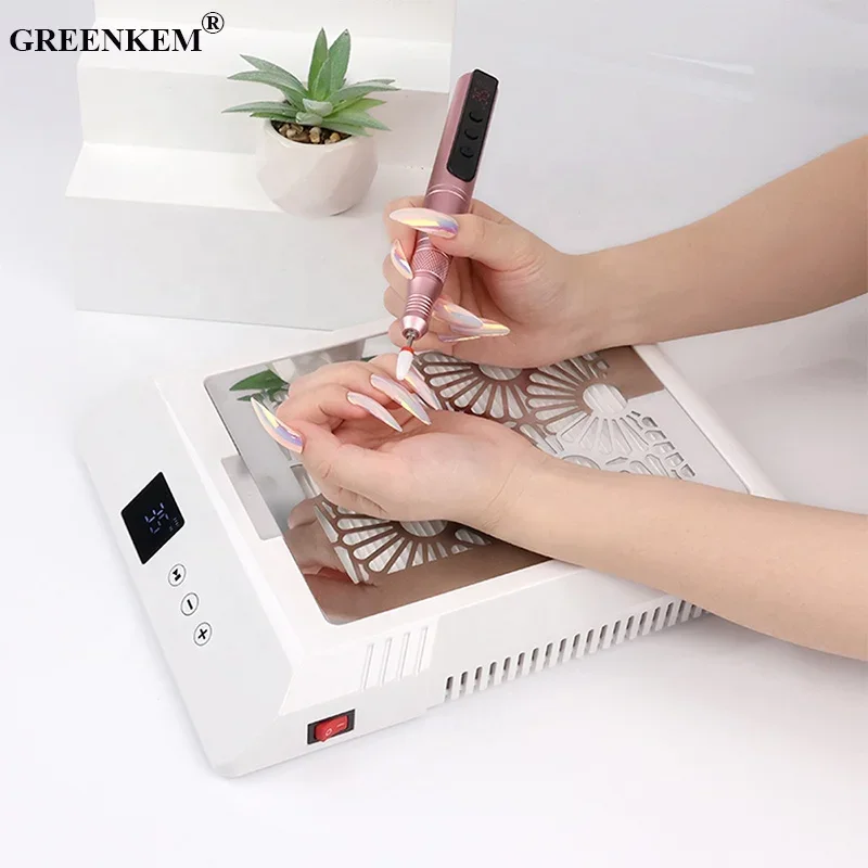 2 Colors 85w High-power Wireless Portable Electric Storage Nail Dust Vacuum Cleaner Charging Nail Dust Collector Machine