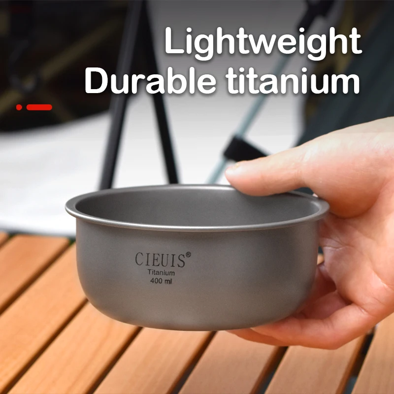 CIEUIS 700ML Outdoor Titanium Bowls Dishes Cookware Portable Plate Food Fruit Tableware Camping Kitchen Travel Picnic Hiking