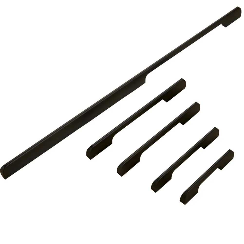 

2Pcs Aluminium Alloy Drawer Pull Bar Black European Style Handle for Cabinet Door Wardrobe Grip Drawer Pull Bar