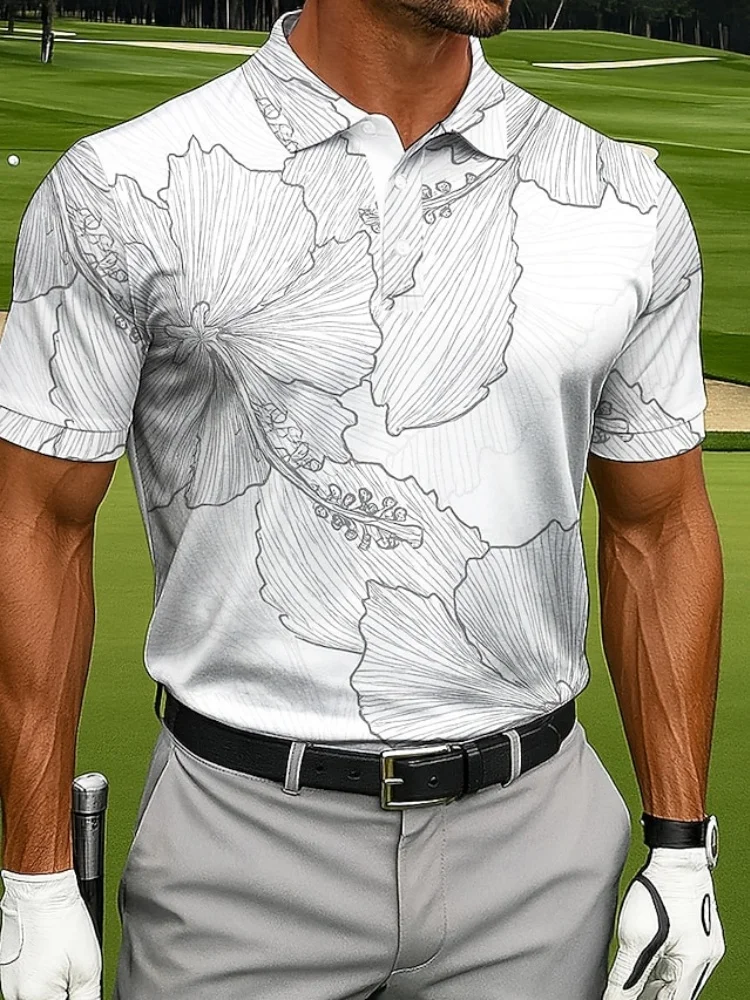 

Men's Plant Golf Polo Shirts Casual Short Sleeve Sportswear Outdoor Clothing Everyday Wear 3D Print Buttons Summer Tops Tunics
