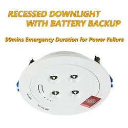 Recessed Mounted 4Leds 5W Emergency Lamp 90minutes Duration IP30 Fire-retardant LED DownlIghts