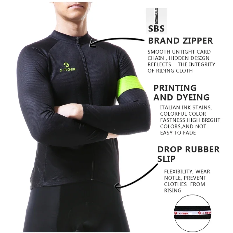 X-Tiger Winter Thermal Fleece Cycling Jerseys Invierno Ropa Ciclismo Long Sleeve Bicycle Clothing MTB Bike Clothes Sportswear