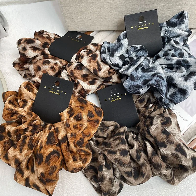 

Oversize Leopard Print Scrunchies Hair Ties Women Girls Ponytail Holder Large Elastic Hair Bands Rope Hair Accessories Fashion