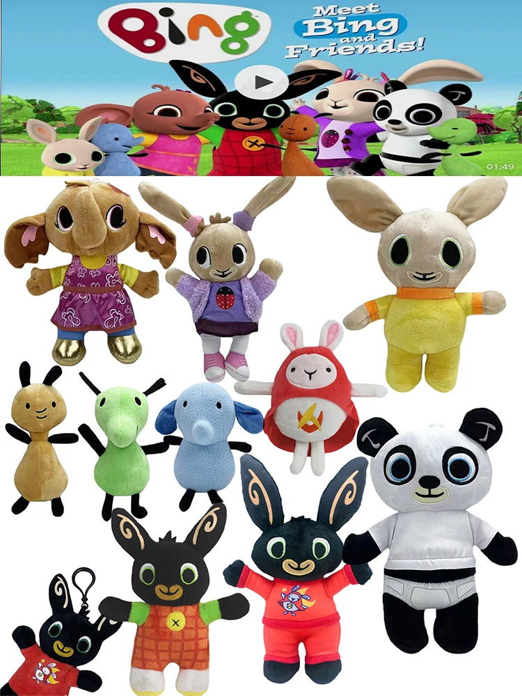 15-35cm Cartoon Bing Rabbit Plush Toy, Fnaf Bing Friends Flop Sula Elephant Panda Bear Stuffed Animal Plush Doll For Girls