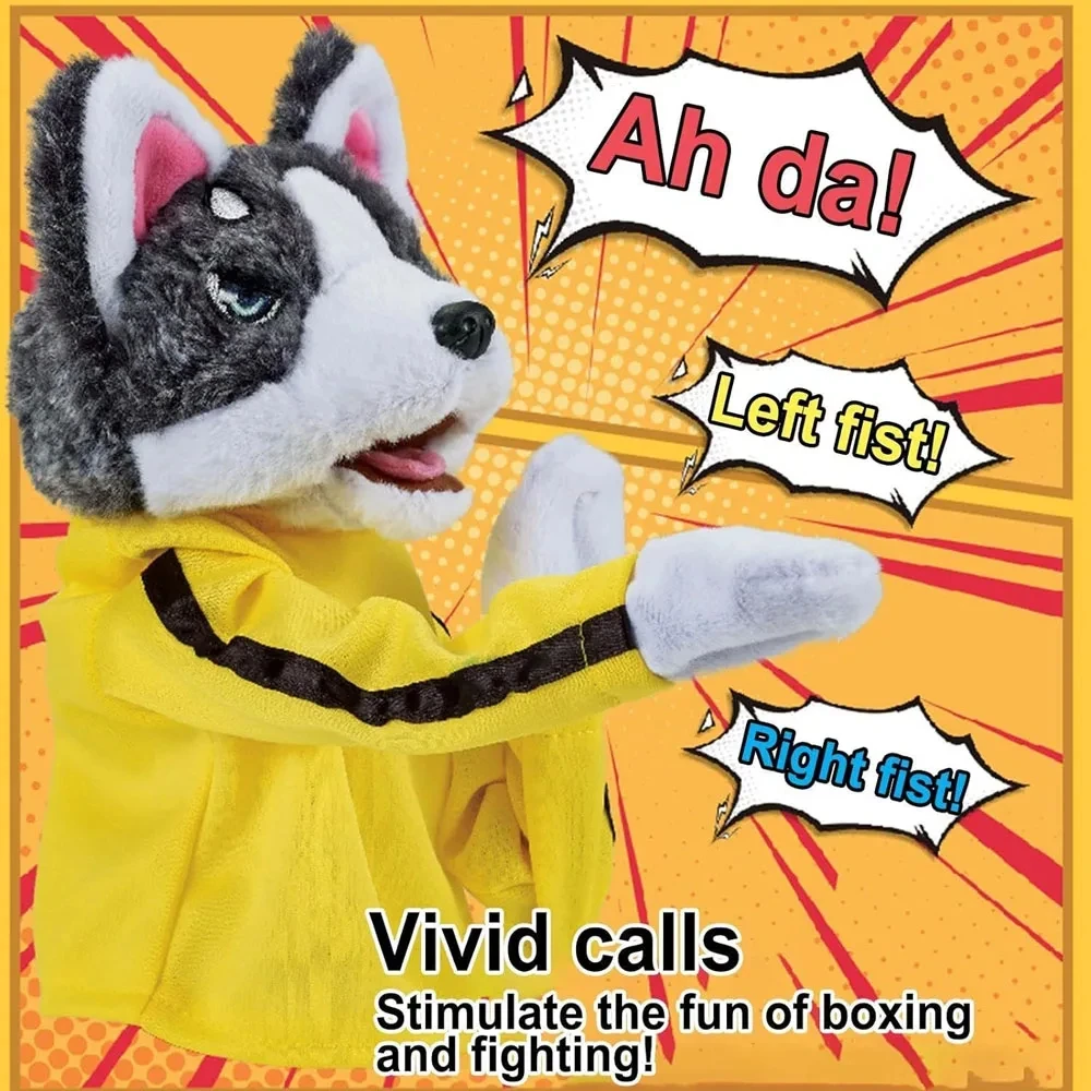 Vocalizable Animal Boxing Dog Interactive Hand Puppet Toy Glove Performance Muppet Finger Doll Husky Plush Doll Cute Gift