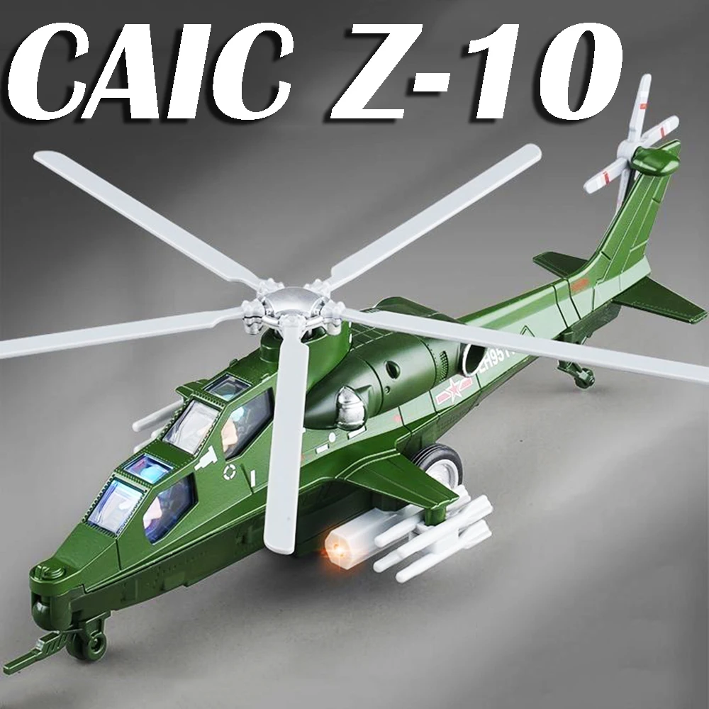 

24,5 см CAIC Z-10 игрушечные модели вертолетов металлические литые под давлением миниатюрные игрушки-истребители звук свет отступить военные самолеты подарки для мальчиков