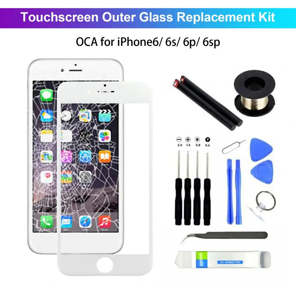 1 Set Phone Glass Screen Functional with OCA Adhesive Front Glass Screen Outer Front Screen Repair Tools Kit