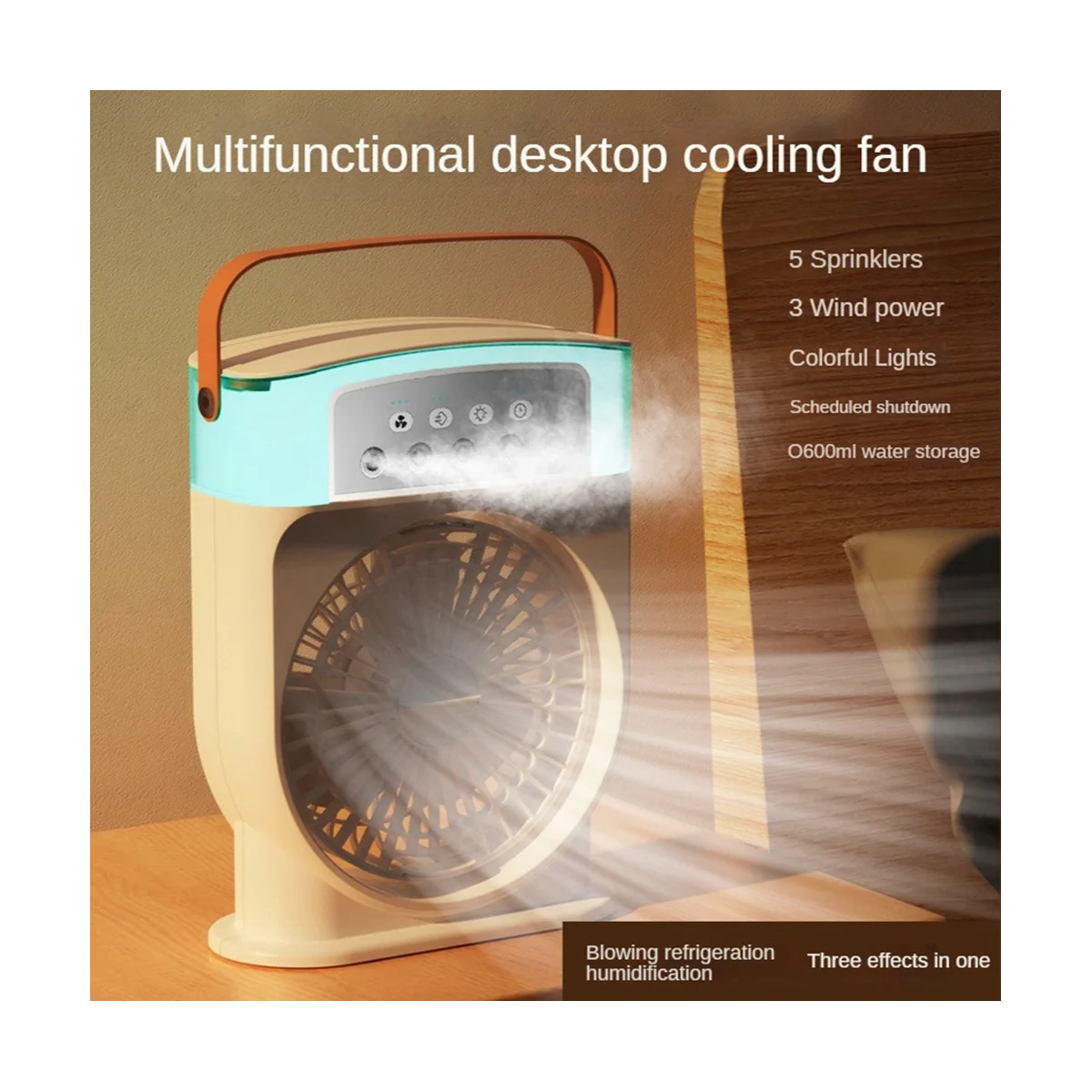 Portable Air Conditioner Fan 5-Hole Spray Air Cooing Mini Personal Fan Electric Fan Humidifier Table Fan -C-ABLM