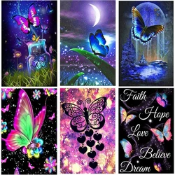 1pc DIY 5D Diamond Painting Butterfly Flower English Home Decor Frameless 7.87x11.81in