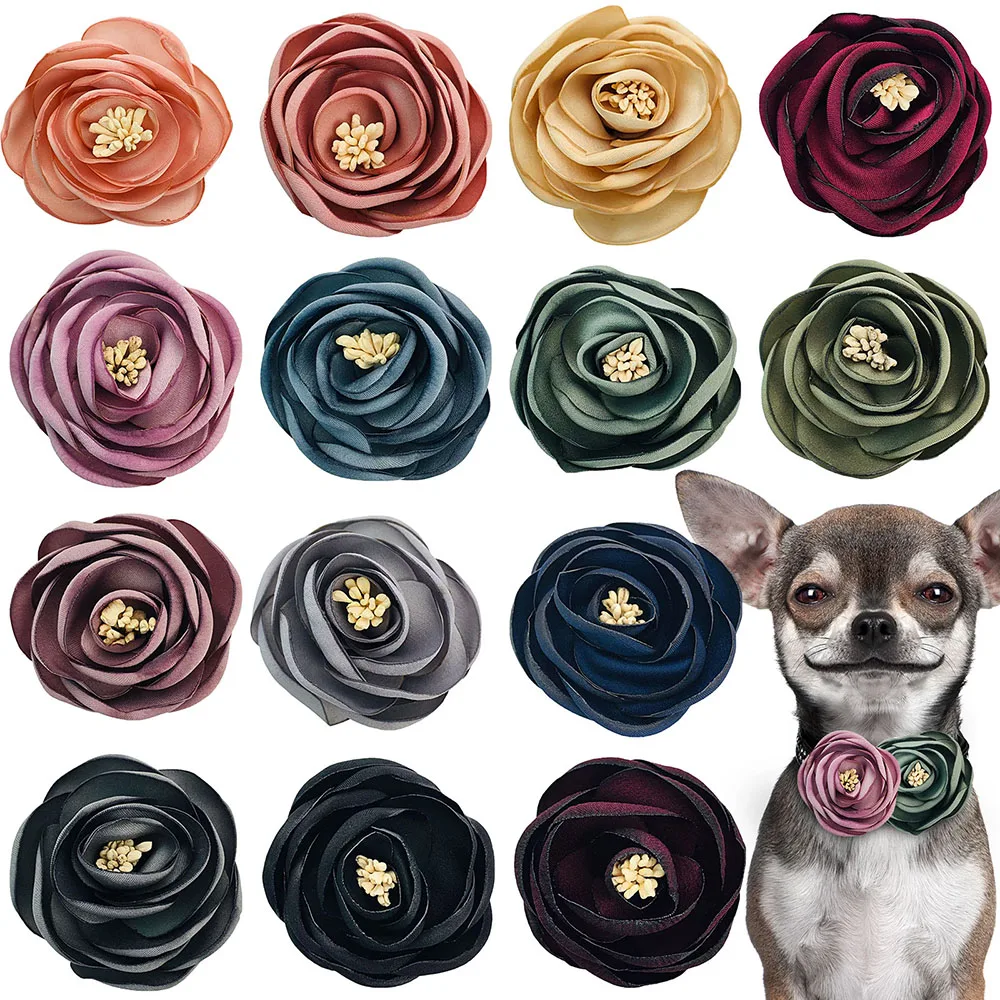 10pcs Pet Dog Flowers Accessories Solid Colours Vintage Noble Styles Render Gatherings Excursions for Cute Dog Cats Pet Supplies