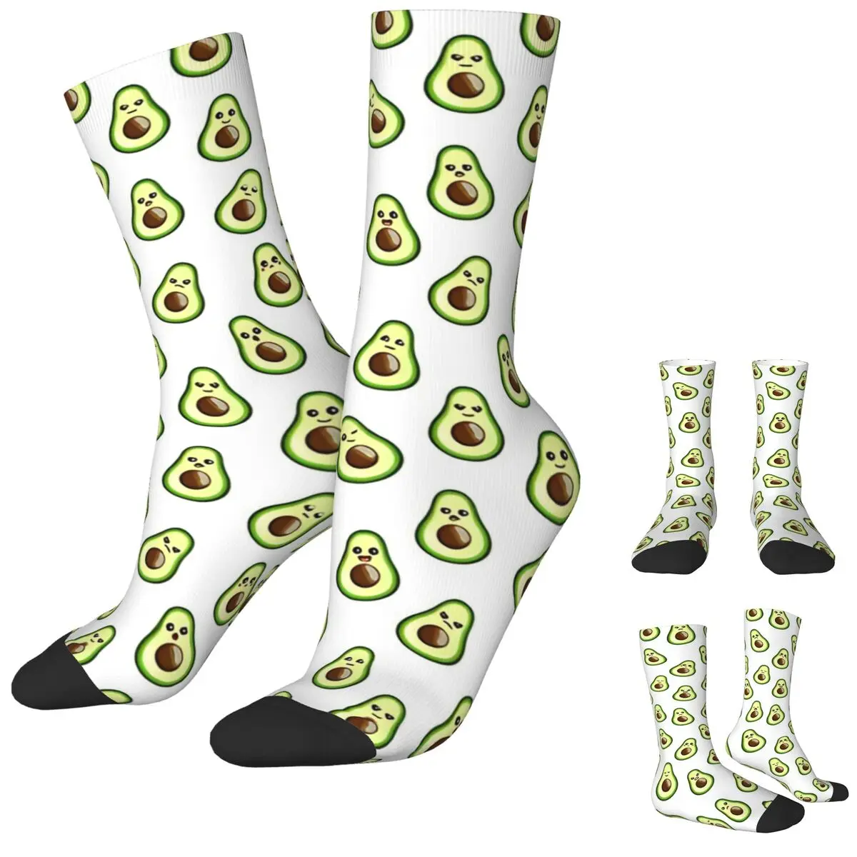 Adults Men Socks Funny Avocado Emoticons Stockings Autumn Funny Medium Soft Socks Design Outdoor Anti-Slip Socks